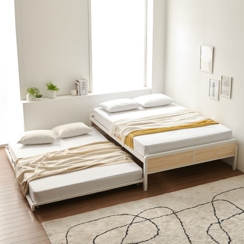 예투가구 로맨스 무헤드 철제 슬라이딩 2단침대 Q+Q