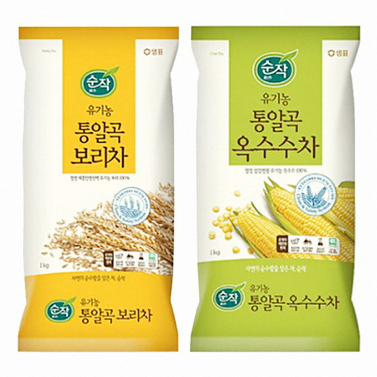 샘표식품  유기농 통알곡 보리차 1kg + 유기농 통알곡 옥수수차 1kg