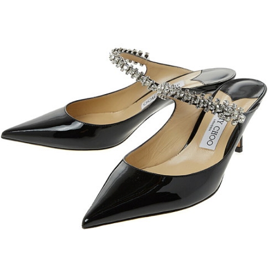 지미추 크리스탈 스트랩 뮬 BING 65 PAT BLACK