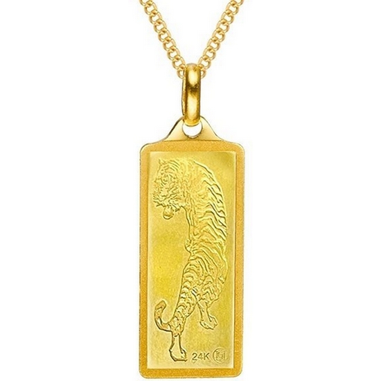 골드퀸즈  호랑이 골드바 순금 목걸이 7.5g