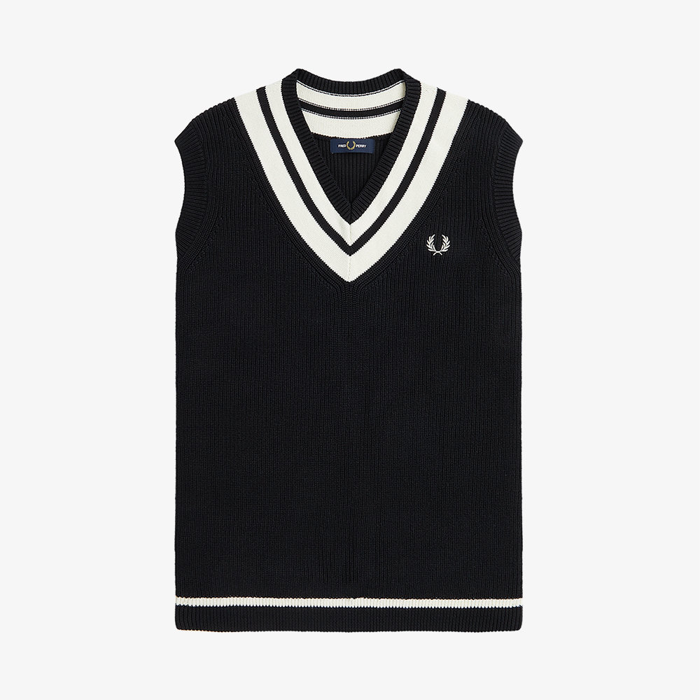 프레드페리 스트라이프 브이넥 조끼 베스트 AFPM231K540-102