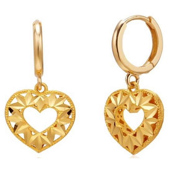 한국금다이아몬드  여자 귀걸이 투 하트 컷팅 원터치 3.75g
