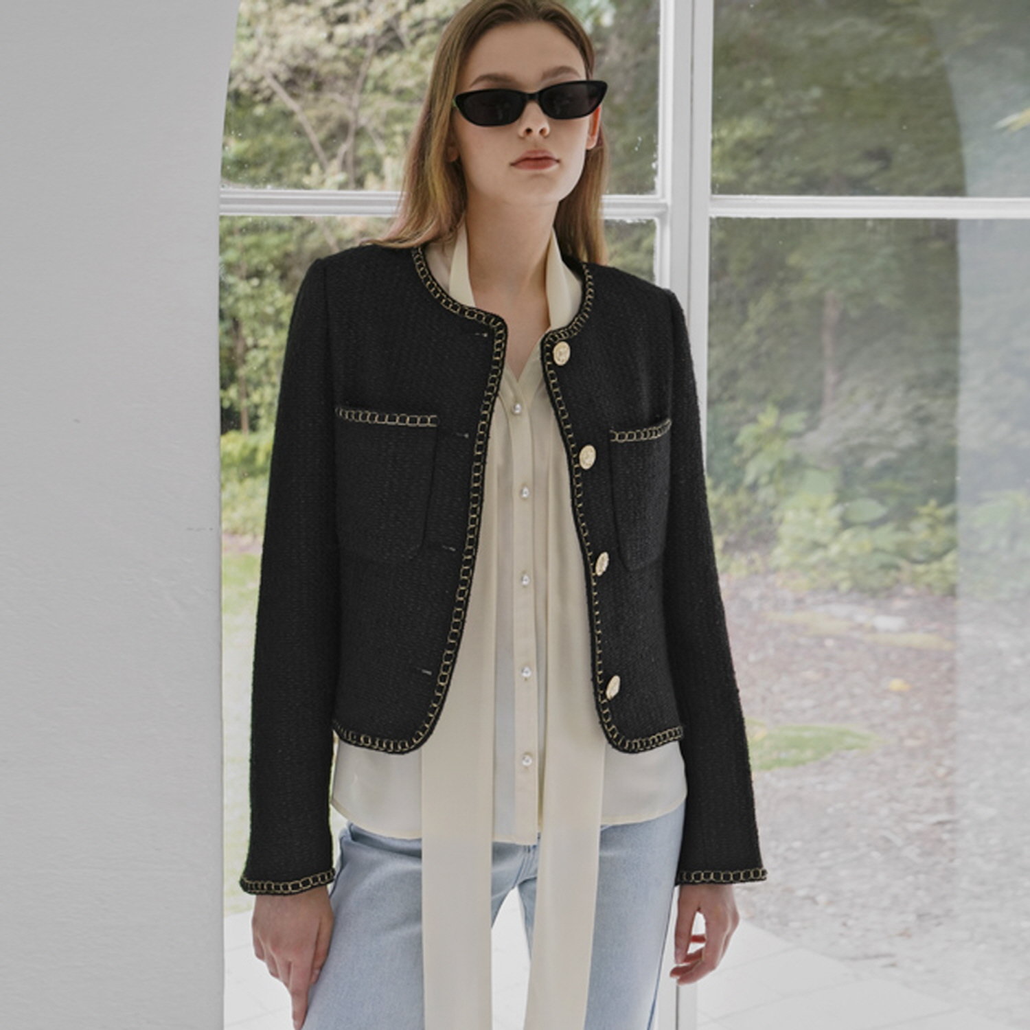 나인 하쉬 라인 울 트위드 자켓 JK-2744