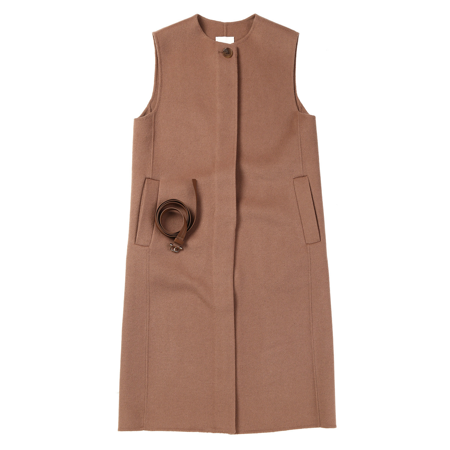 쉬즈미스 여성 히든버튼 핸드메이드 롱베스트 SWHVTM41010