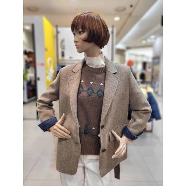 베네통 헤링본 양모 데님 패치 자켓 BAJKA2261