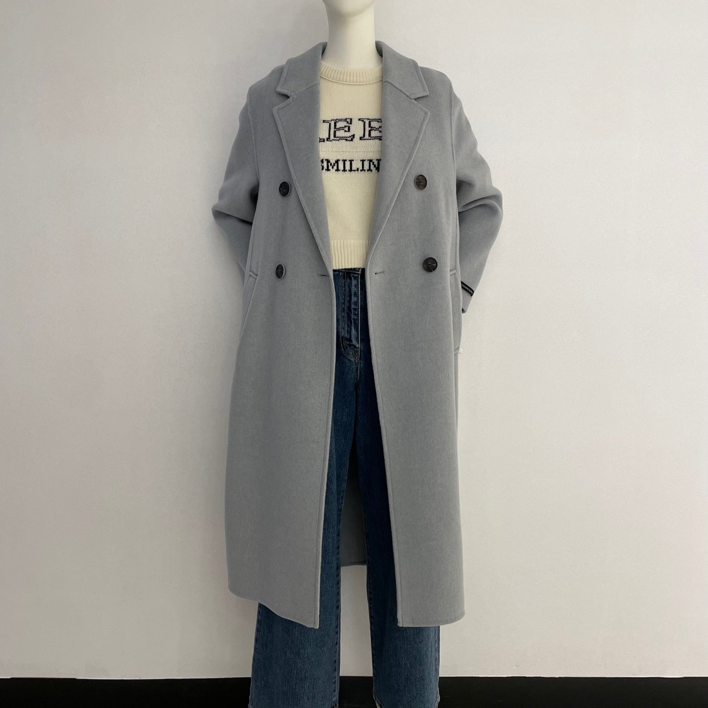 올리브데올리브 더블 브레스티드 오버사이즈 핸드메이드 코트 OW2WH6220