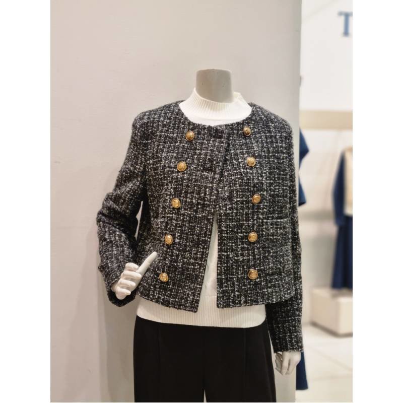 더아이잗(TheIzzat) 메탈 더블 크롭 트위드 재킷 IMAA0JK15