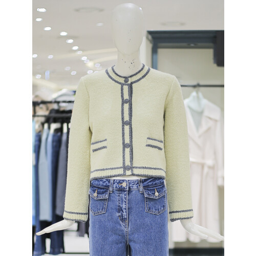 씨씨콜렉트 라인 배색부클레 가디건 C231KSL003