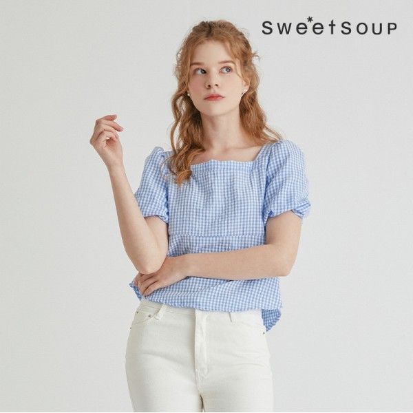 스위트숲 스퀘어 크롭 블라우스 WY6SSE1