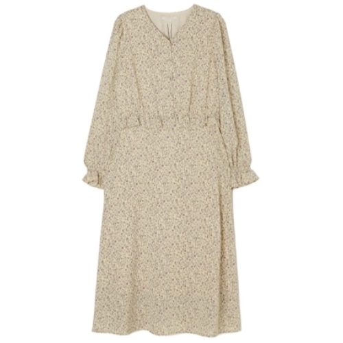 플라스틱아일랜드 브이넥 플라워 프린트 원피스 PP1WO202