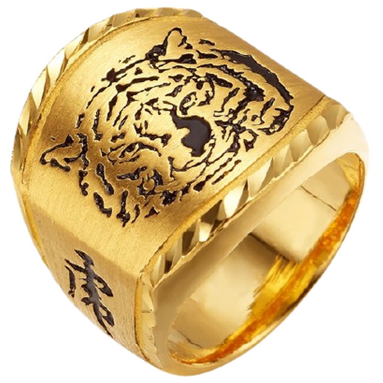 한국금다이아몬드  남자 반지 블랙 호랑이 37.5g