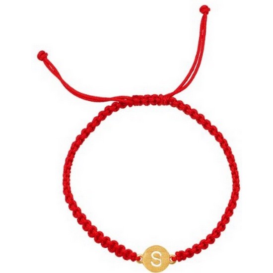한국금다이아몬드  여자 팔찌 레드 이니셜 매듭 금 1.125g