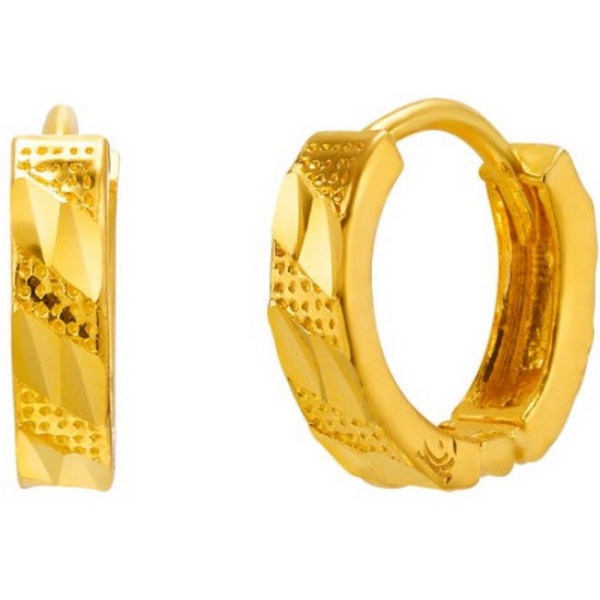 한국금다이아몬드  원터치 링 귀걸이 컷팅 사선패턴 3.75g