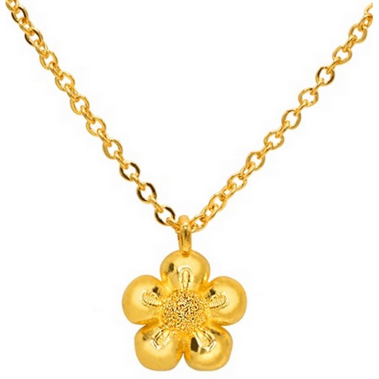 아시아골드  꽃송이 돌목걸이 3.75g