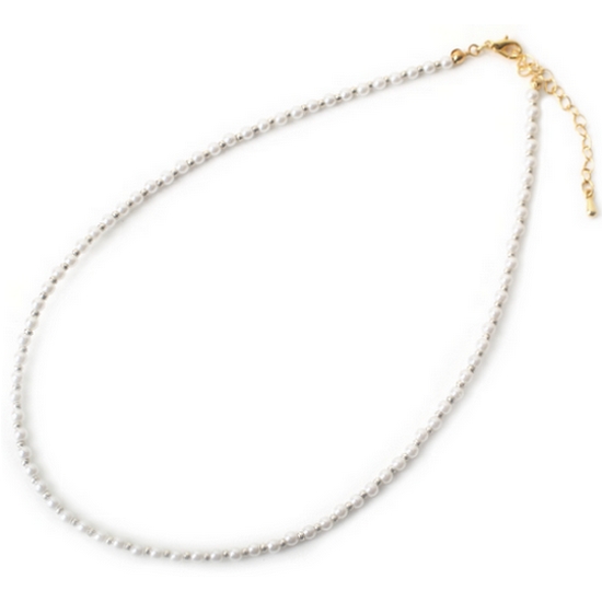 하스  SF009 Basic Pearl Silver Ball Necklace