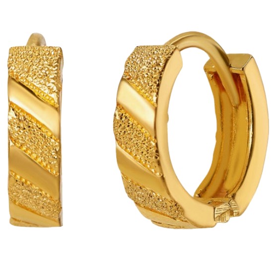 한국금다이아몬드  여자 원터치 링 귀걸이 스지 패턴 3.75g