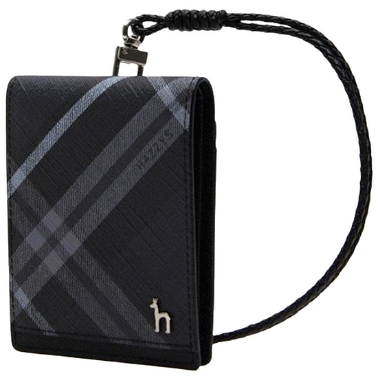 헤지스 DUBLIN 체크 목걸이형 카드지갑 HJHO3E660BK