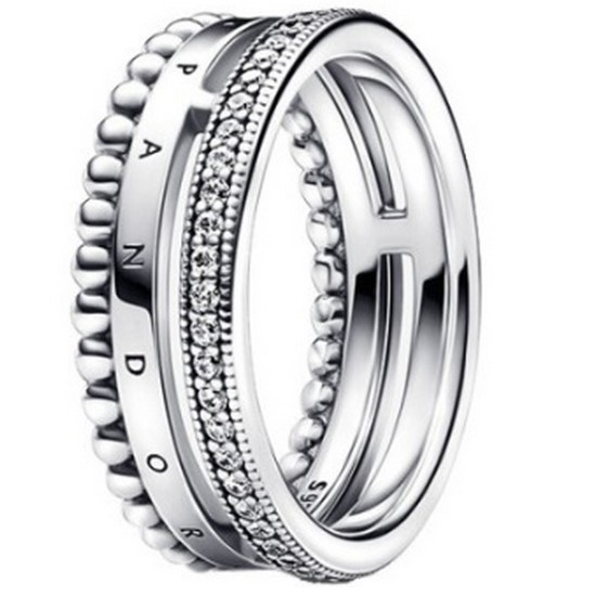 판도라 시그니처 로고 파베 비디드 반지 192312C01