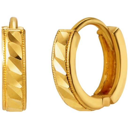 한국금다이아몬드  여자 원터치 링 귀걸이 컷팅 그레인 3.75g