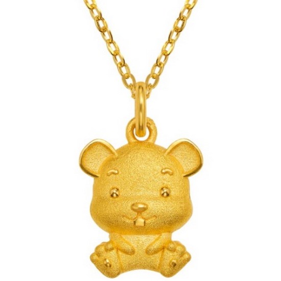 한국금다이아몬드  아기 쥐 돌목걸이 3.75g