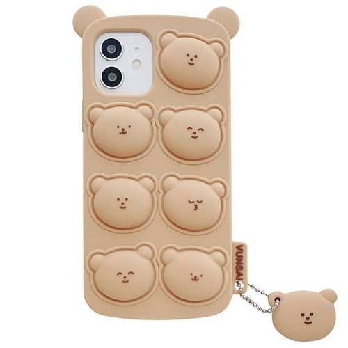 베락스  아이폰8 브라운 곰돌이 쿠션 커버 케이스