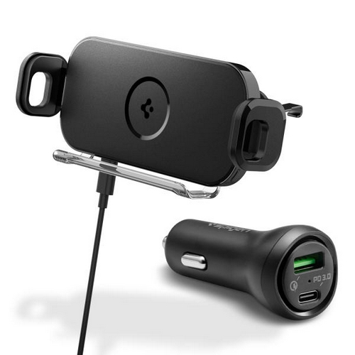 슈피겐  차량용 고속 무선충전거치대 GTS12W + 2포트 충전기 F31QC 세트