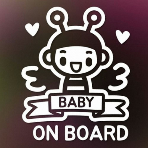 퍼즈  98 영문 꿀벌 까까머리 BABY ON BOARD 스티커