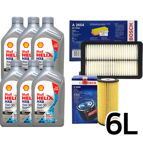 쉘  힐릭스 HX8 ECT 5W30 6L + 보쉬필터 G4 렉스턴 디젤