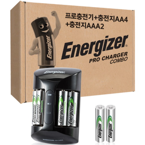 에너자이저  PRO 충전기 + 충전지 AA 4알 + AAA 2알