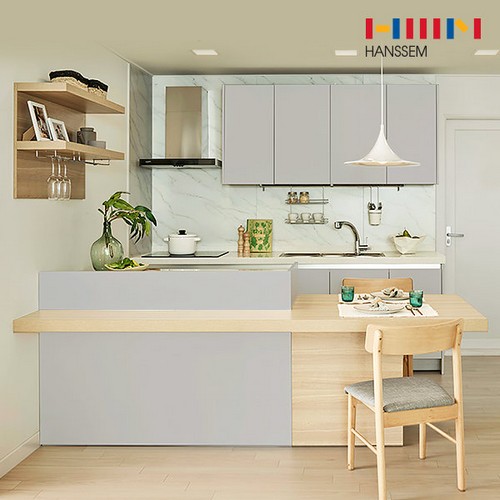 한샘  밀란100 플랫그레이 ㄱ자 기본형