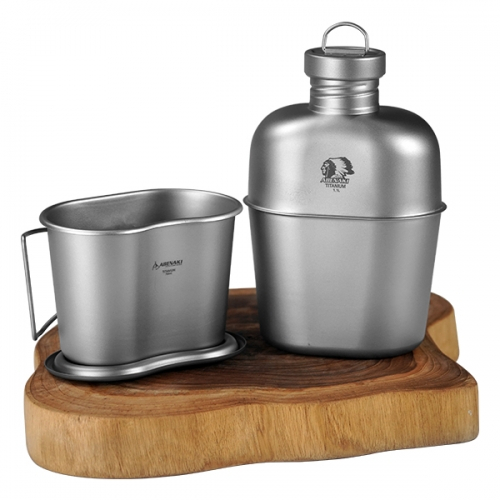 아베나키  티타늄 수통+반합세트