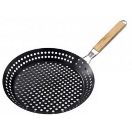 캠핑문  핸들폴딩 코팅 타공후라이팬 구멍팬 바베큐팬