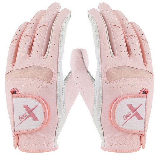 기어엑스  반양피 핑크 여성용 골프장갑 양손