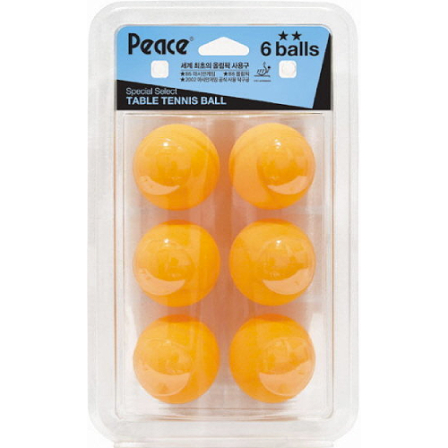 Peace  2성 탁구공 6개 오렌지