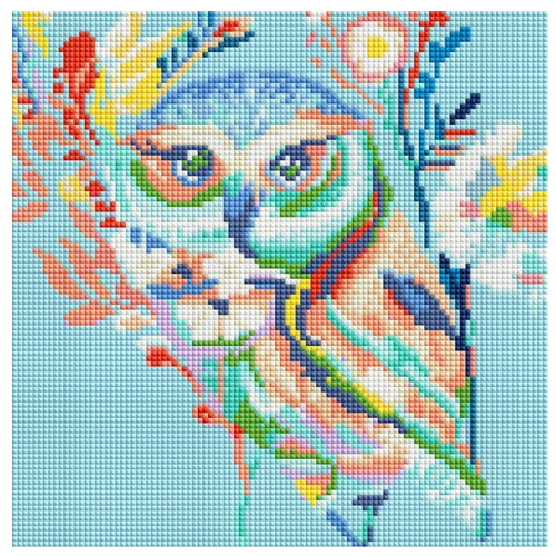 퍼즐사랑  꽃과 부엉이 캔버스형 보석십자수 30x30