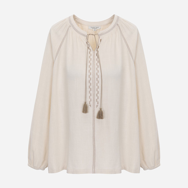 써스데이아일랜드 여성 스트링 자수 포인트 블라우스 T232MBL301W