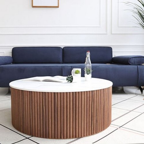 끌레오 라리타 천연 세라믹 템바보드 원형 소파 테이블