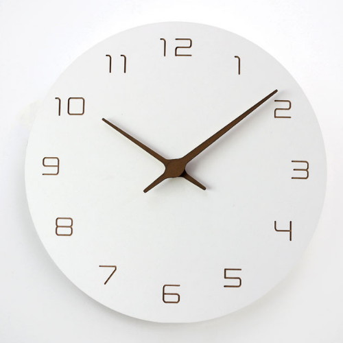 MJK  우드바늘 폰트 벽시계 화이트