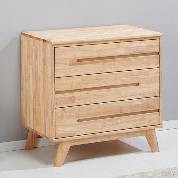 데코앤비 파인 고무나무 원목 3단 서랍장 800