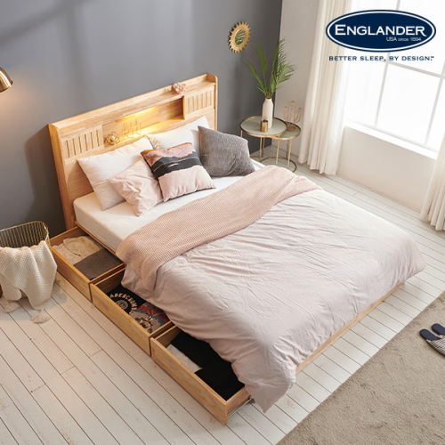 잉글랜더 헤븐 원목 수납 LED침대 SS