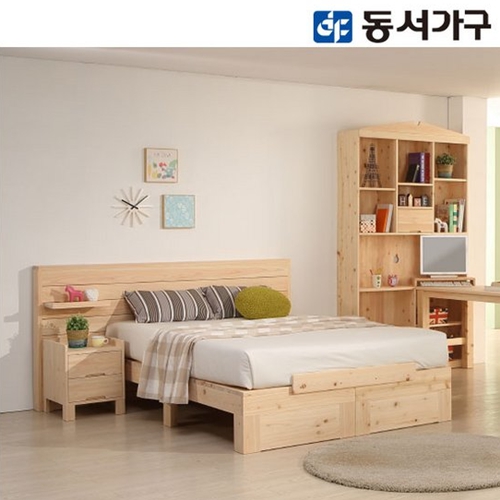 동서가구 스테이 편백나무 침대 Q+협탁