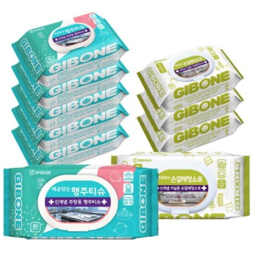 기본에 세균닦는 행주티슈 캡형 6팩 + 손걸레 청소포 4팩