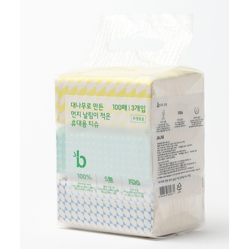 신세계인터내셔날 대나무로 만든 먼지날림이 적은 휴대용티슈 100매 (3개)