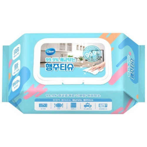 광진산업 클리어 세균닦는 행주티슈 캡형 70매