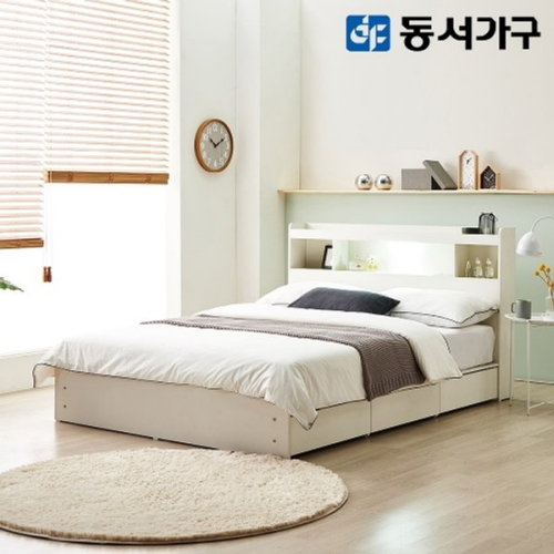 동서가구 펜타 1단 3서랍 LED침대 SS
