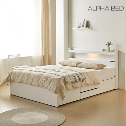 알파침대 클레어 2단 수납 LED침대 SS