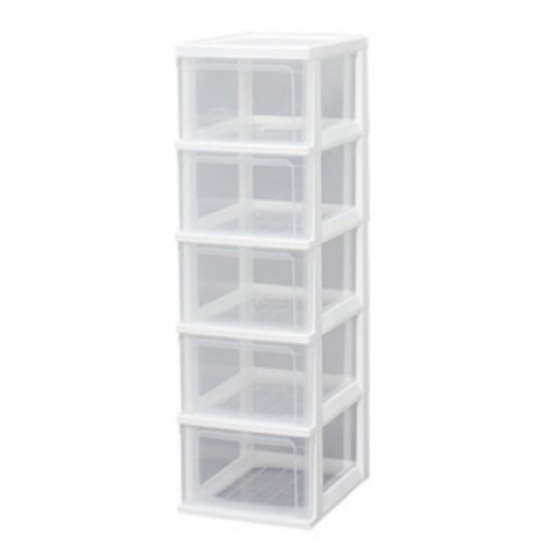 아이리스코리아 화이트 슬림 5단 서랍장 투명 S305