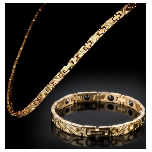 PGA투어 자이언츠 게르마늄 목걸이+팔찌 세트 골드