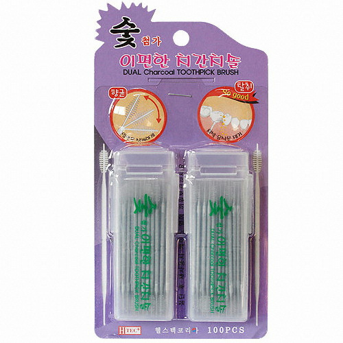 헬스텍코리아  숯첨가 이편한 치간칫솔 100개