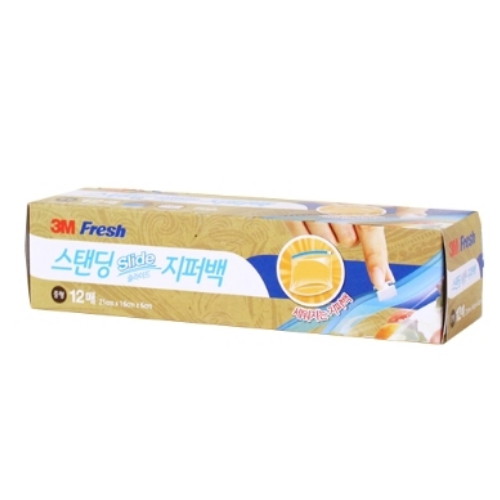 3M  스탠딩 슬라이드 지퍼백 중 21x16cm 12매